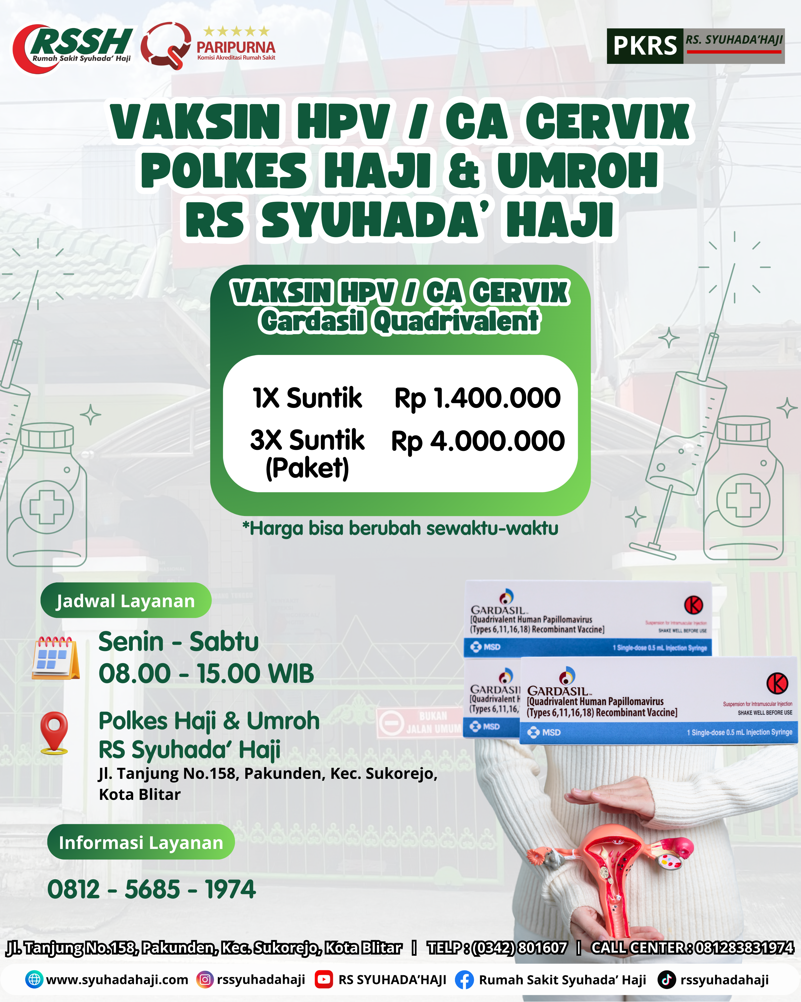 Update Harga Vaksin HPV RS Syuhada' Haji Blitar